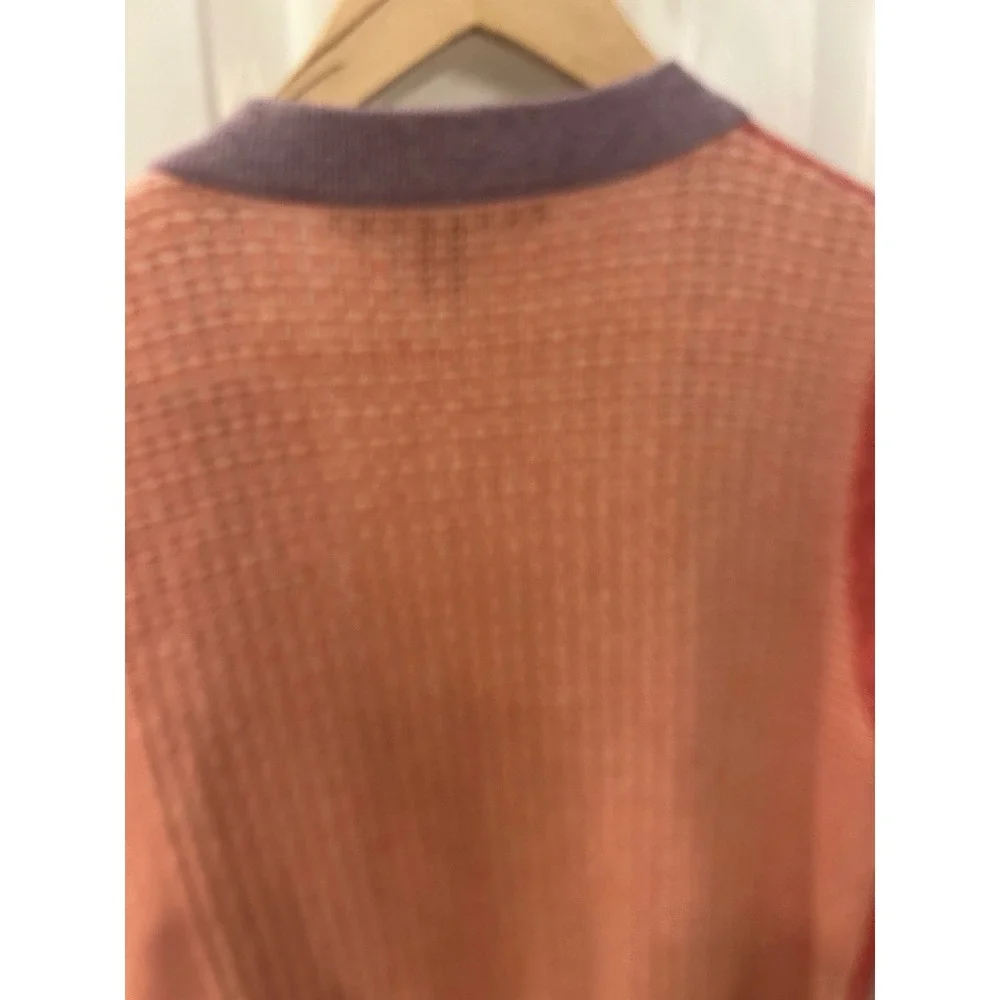 Marc by Marc Jacobs Colorblock Waffle Knit Cardigan Sweater Orange Purple Mens M - Picture 7 of 8